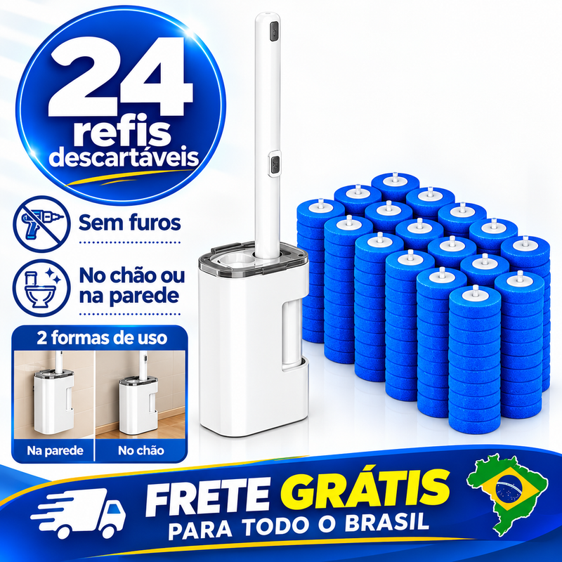 Escova Sanitária com 24 Refis Descartáveis e Suporte